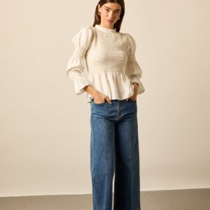 Jeans corte evasé azul medio