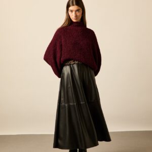 Falda midi polipiel negro