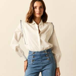 Camisa detalles bordados blanca