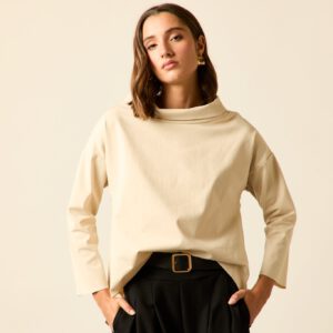 Camiseta asimétrica beige